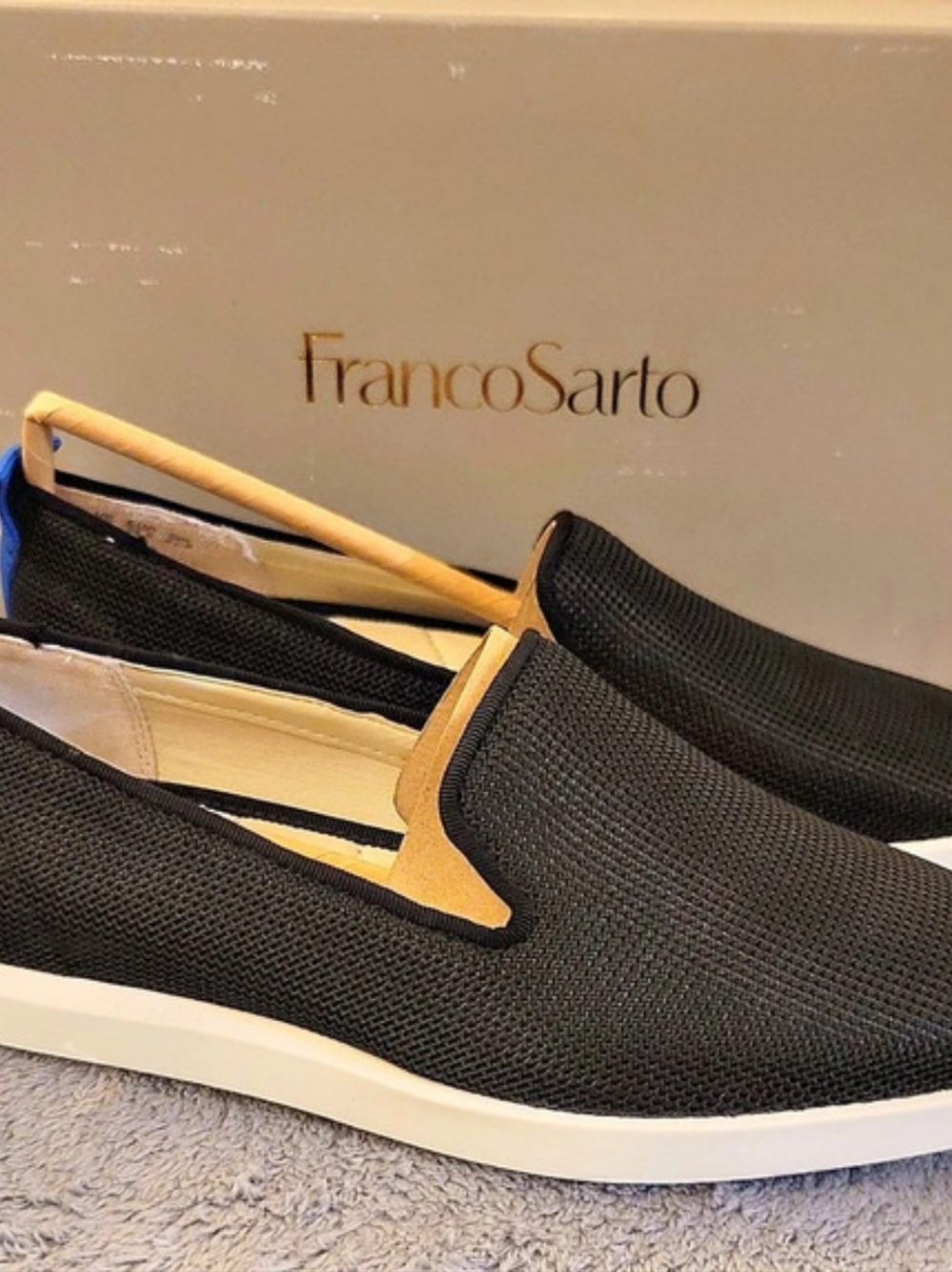 Franco Sarto Boston3 Black Mesh Sneakers US 5.5 New